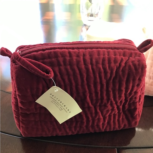 Pottery Barn Handbags - Pottery barn Channel Quilted Velvet Cosmetic Bag